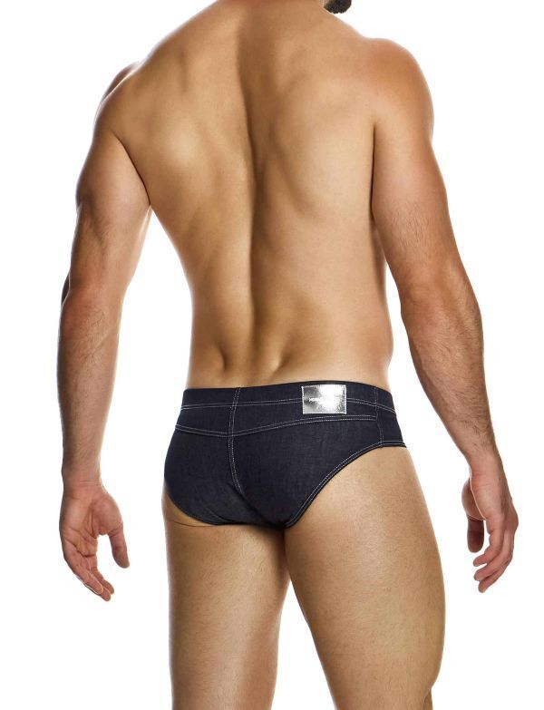 Modus Vivendi Raw Denim Classic Retro Brief Four Nickel Snaps Blue 11415 1833