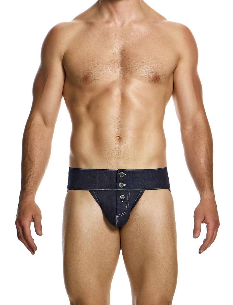 Modus Vivendi Raw Denim Jockstrap Two Nickel Snap Buttons Blue Jock 11411 1831