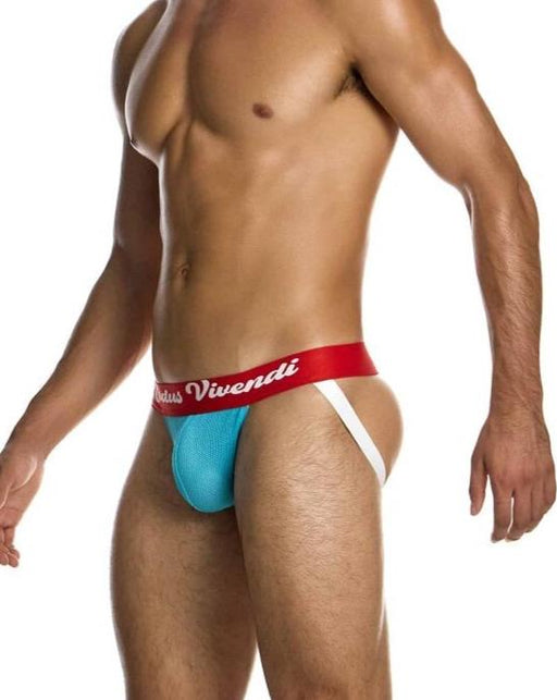 Modus Vivendi Retro Jockstrap Semitransparent Fishnet Cotton Turquoise 05512 1931