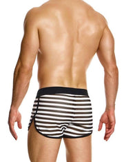 Modus Vivendi Retro Short Striped Through Jogging Cut Shorts Black 01461 B993