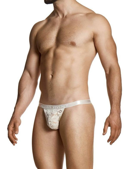 Modus Vivendi Sheer Floral Lace Thong Knitted Semitransparent Ivory 04114 B1021