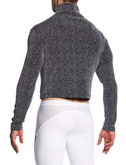 Modus Vivendi Shirts Crackled Crop Roll Neck Grey Metallic Yarns 253513