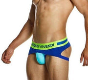 Modus Vivendi Sporty Fly Jockstrap Original Peplum Knitted Jock Blue 124131