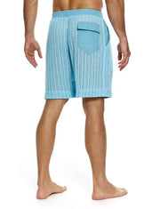 Modus Vivendi Striped Crochet Belted Bermuda Straight Fit Short Blue 07461 B962