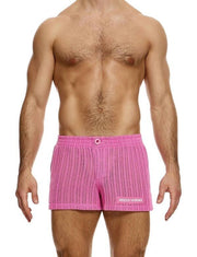 MODUS VIVENDI Striped Crochet Boxer Shorts Elastic Knitted Pink 074213
