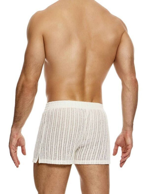 MODUS VIVENDI Striped Crochet Boxer Shorts Stretch Knitted in Natural 074212