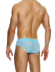 MODUS VIVENDI Striped Crochet Classic Knitted Briefs Stretch in Light Blue 074143