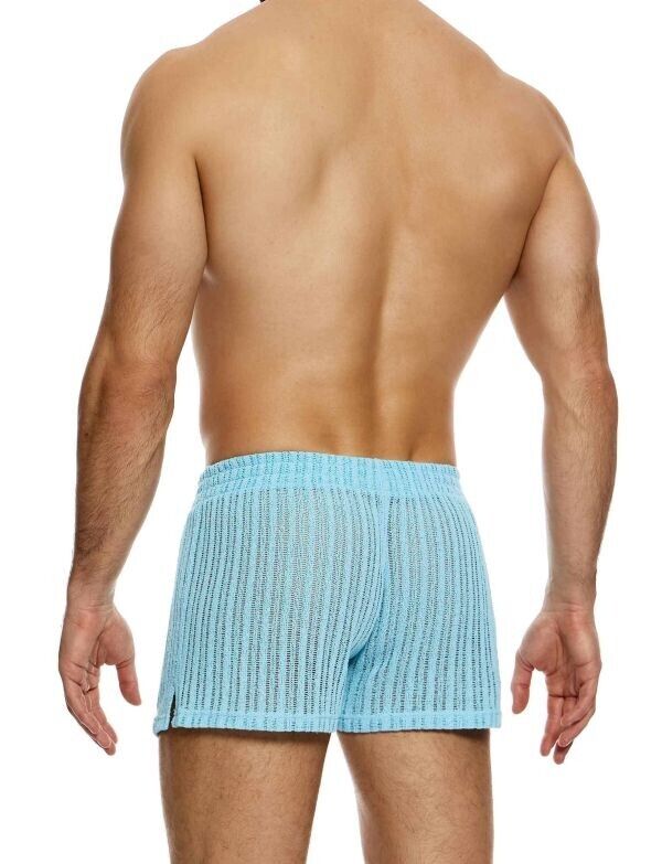 MODUS VIVENDI Striped Crochet Knitted Boxer Shorts Light Blue 074213