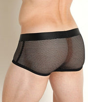 MODUS VIVENDI Striped Through Boxer Trunk Jaquard Micro Fishnet Black 01422 90A2