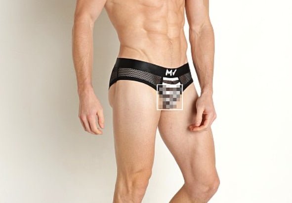 MODUS VIVENDI Striped Through Classic Brief Jaquard Fishnet Black 01416 90A4