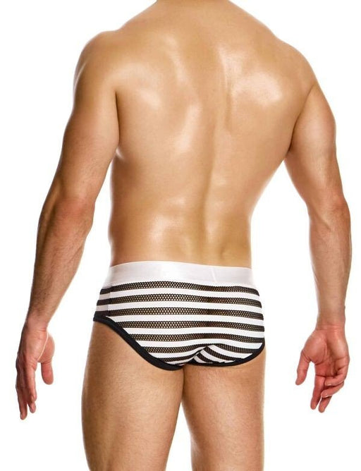MODUS VIVENDI Striped Through Fly Brief Jaquard Fishnet Black & White 01417 1942