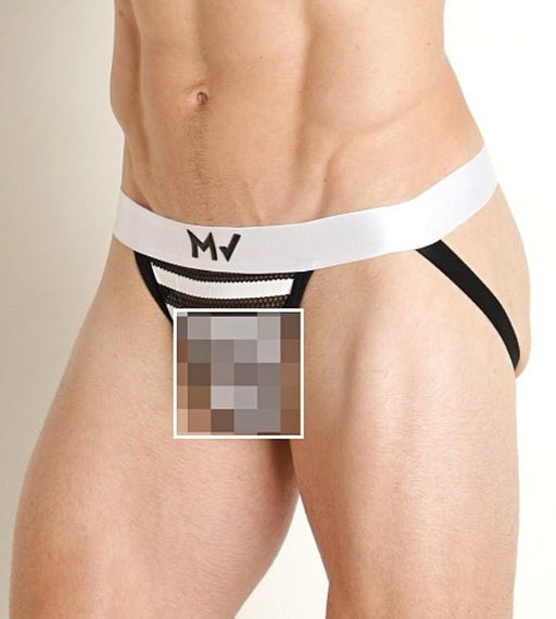 MODUS VIVENDI Striped Through Jockstrap Low - Rise Jock in Fishnet Black 01412 90A1