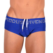 Modus Vivendi Swim - Briefs With Shiny Metallic Cubic Waistband Blue BS1811 101