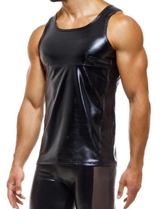 Modus Vivendi Tight Fit Tank Top Shiny Latex - Look Bold Black 11231 B83 - SexyMenUnderwear.com