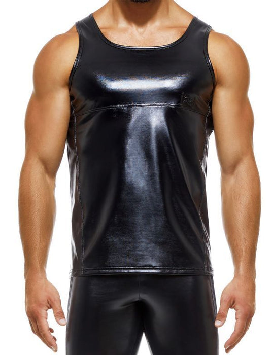 Modus Vivendi Tight Fit Tank Top Shiny Latex - Look Bold Black 11231 B83 - SexyMenUnderwear.com