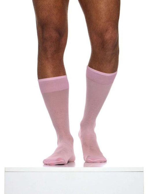 MODUS VIVENDI Transparent Nylon Socks Knee Length One Size in Pink XS2424 B562
