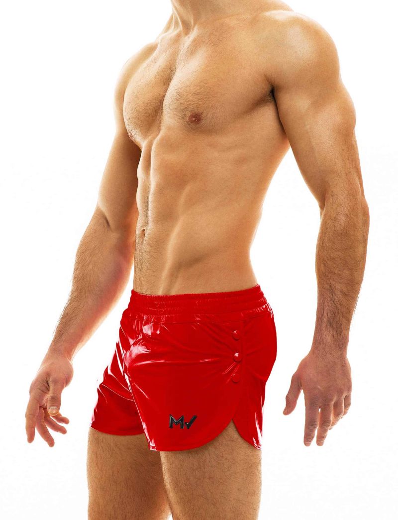 Modus Vivendi Viral Vinyl Shorts Glossy Shiny Red Short 08061 89A3