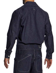 Modus Vivendi Woven Denim Blue Jacket Notch Collar Opening Front Pocket 11451 B442