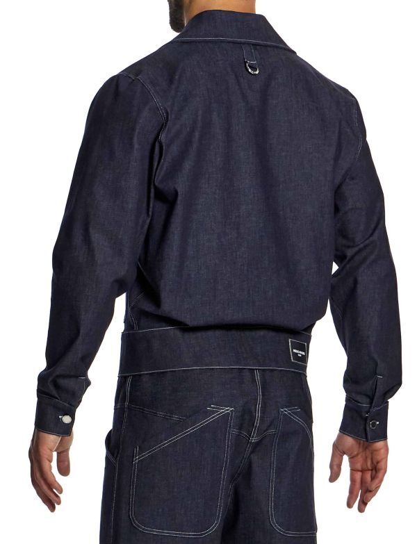 Modus Vivendi Woven Denim Blue Jacket Notch Collar Opening Front Pocket 11451 B442