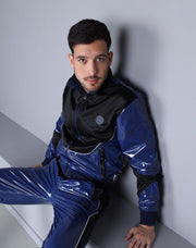 MR. RIEGILLIO PVC Jacket 24 Tracksuit Shiny Blue R10415