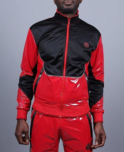 MR. RIEGILLIO PVC Jacket 24 Tracksuit Shiny Red R10151