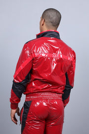 MR. RIEGILLIO Shiny Nylon 24 Tracksuit Jacket Red R10215
