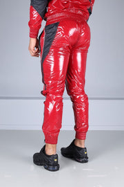 MR. RIEGILLIO Shiny Nylon 24 Tracksuit Pants Red R10224
