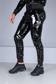MR. RIEGILLIO Shiny PVC Tracksuit Pants 24 Glossy Black R10202