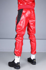 MR. RIEGILLIO Vegan Leather Pants 24 Tracksuit Pant Red R10283