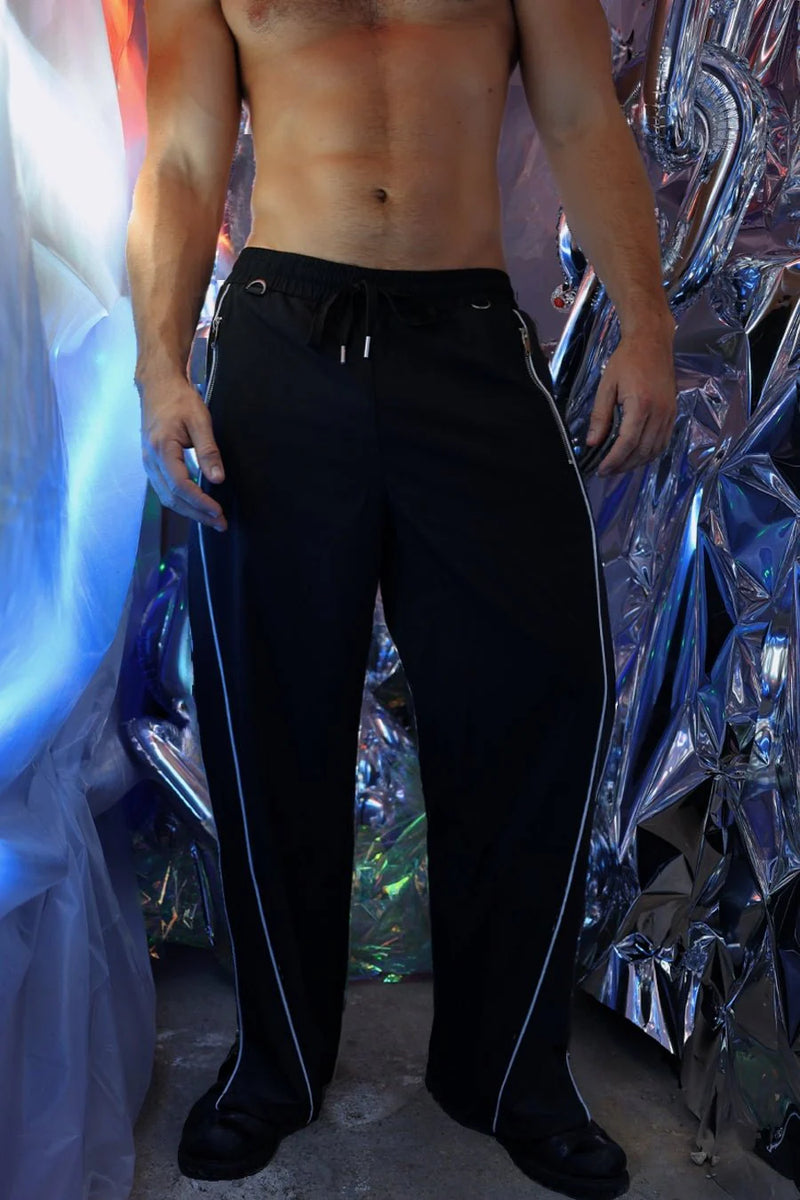 BREEDWELL NSA Track Pants Wide Leg Expandable Ankle Zippers Drawstring & D-Rings