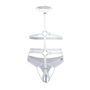 PIKANTE Decided Harness - Thongs Combo Mesh Crotchless in White 0344 31