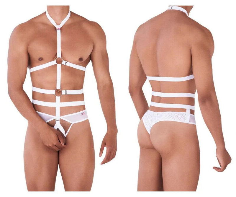 PIKANTE Decided Harness - Thongs Combo Mesh Crotchless in White 0344 35