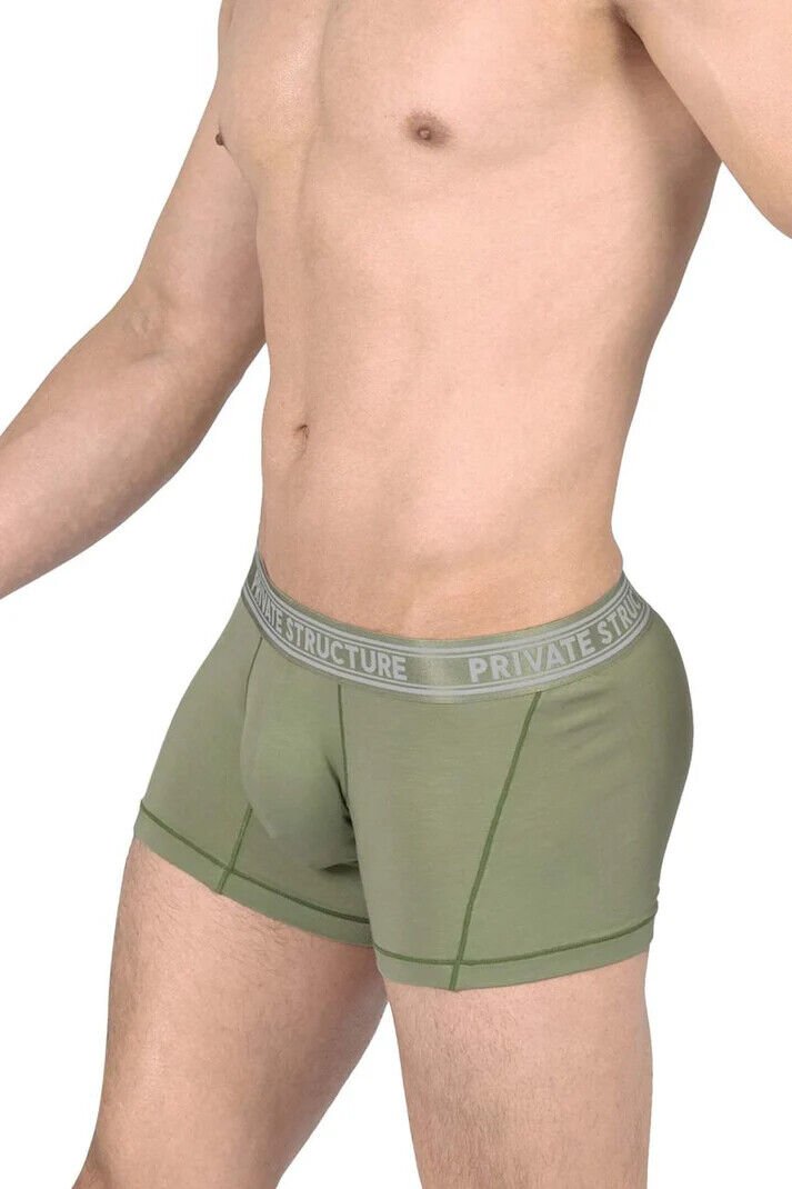 PRIVATE STRUCTURE Bamboo Boxer Viscose Mid - Waist Trunk Olive 4379 1103