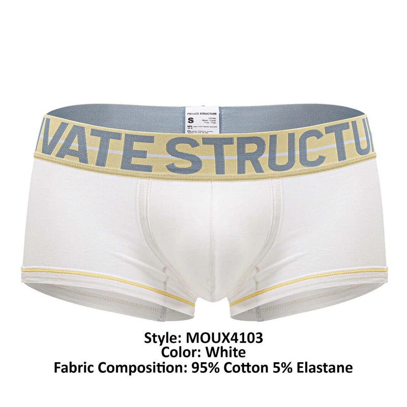 PRIVATE STRUCTURE Boxer Trunk MO - Lite Mid Waist Cotton Boxer But - White 4103 1068