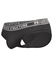 PRIVATE STRUCTURE Brief Viscose Bamboo Mini Briefs Mid - Waist in Black 4378 556