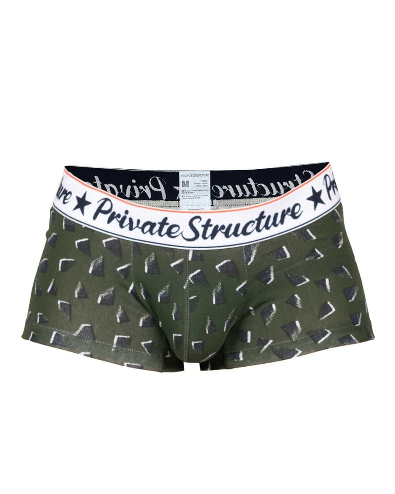 Private Structure Classic Motif Cotton Boxer Trunk Fragments Basil Green 4592 1129