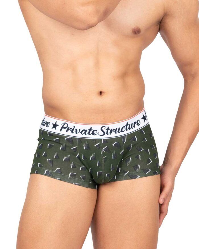 Private Structure Classic Motif Cotton Boxer Trunk Fragments Basil Green 4592 1125