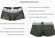 Private Structure Classic Motif Cotton Boxer Trunk Fragments Basil Green 4592 1128