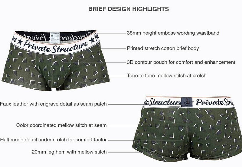 Private Structure Classic Motif Cotton Boxer Trunk Fragments Basil Green 4592 1128