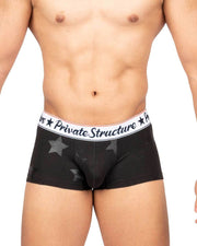 Private Structure Classic Motif Cotton Boxer Trunk Onyx Stars Black 4592 1125
