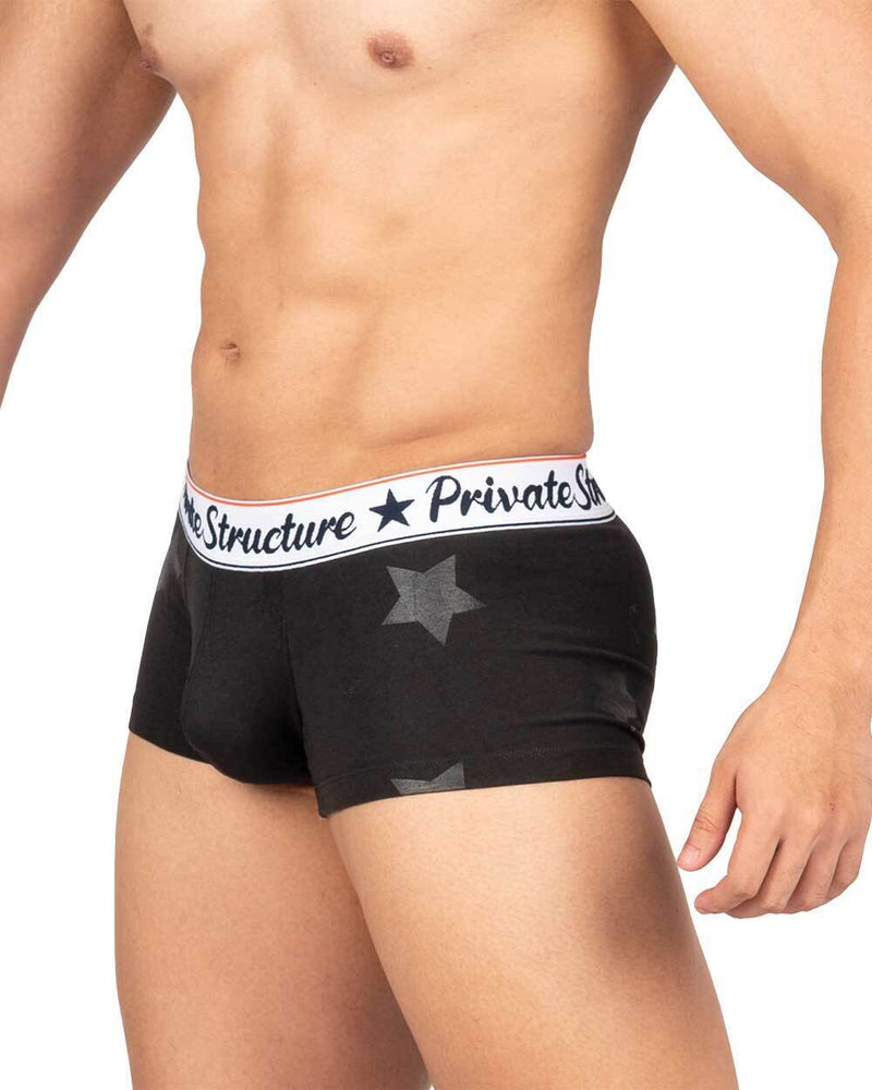 Private Structure Classic Motif Cotton Boxer Trunk Onyx Stars Black 4592 1121
