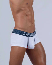 PRIVATE STRUCTURE Long Boxer Trunk Athlete in White League 4389 1032