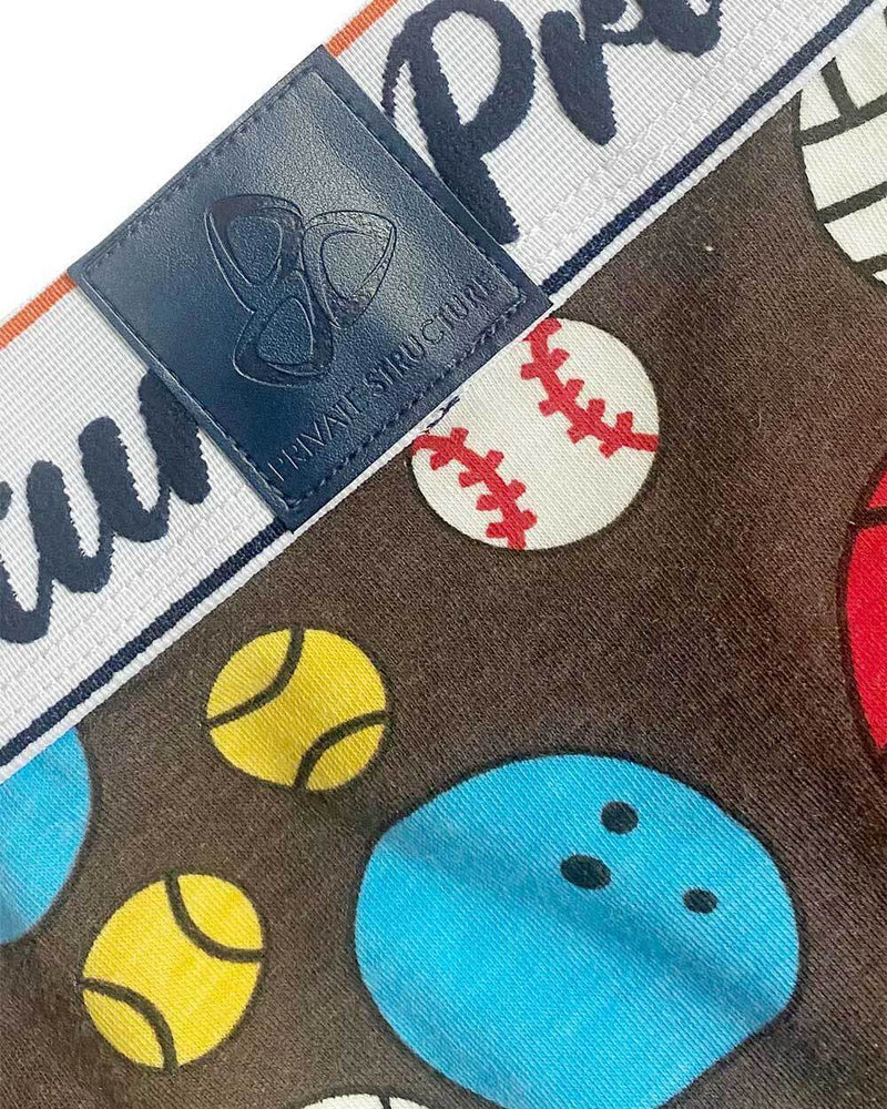PRIVATE STRUCTURE Mini Briefs Classic Motif Mid-Waist Ball Games Coffee 4504 62