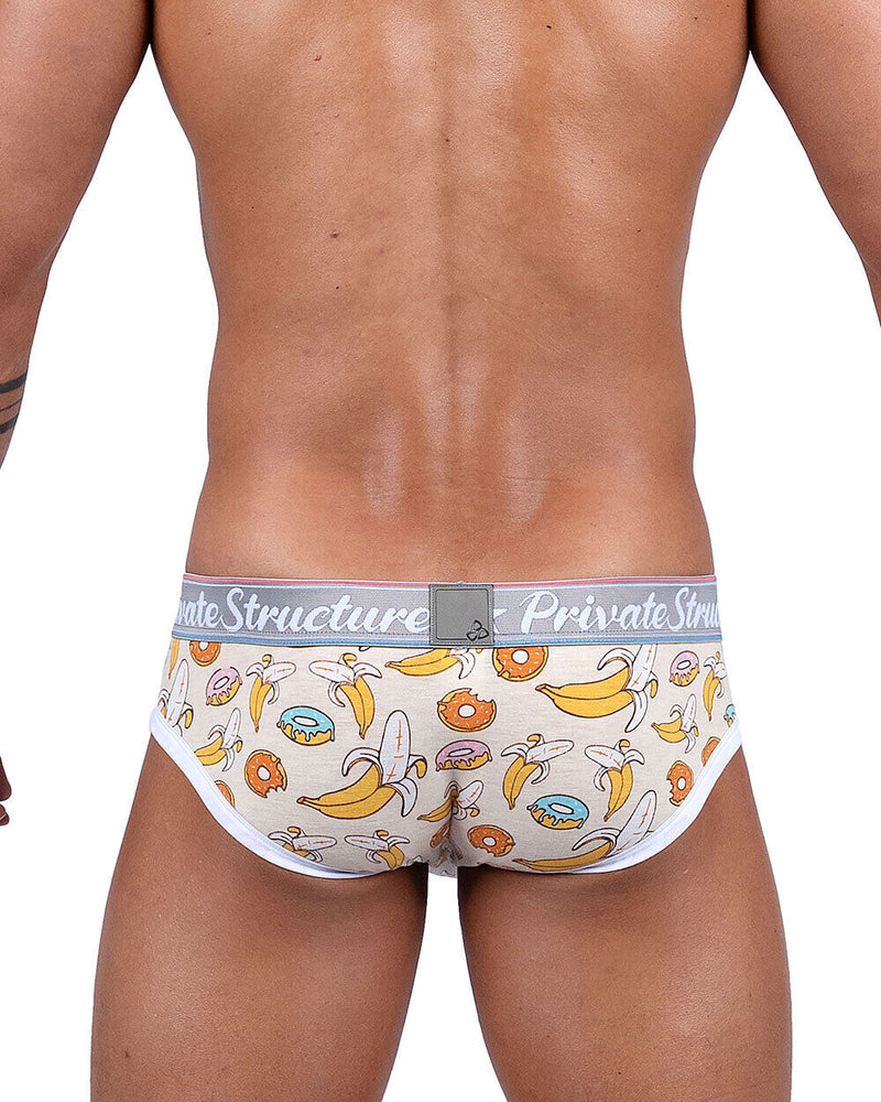 PRIVATE STRUCTURE Mini Briefs Classic Motif Mid-Waist Tea Break Ivory White 4504