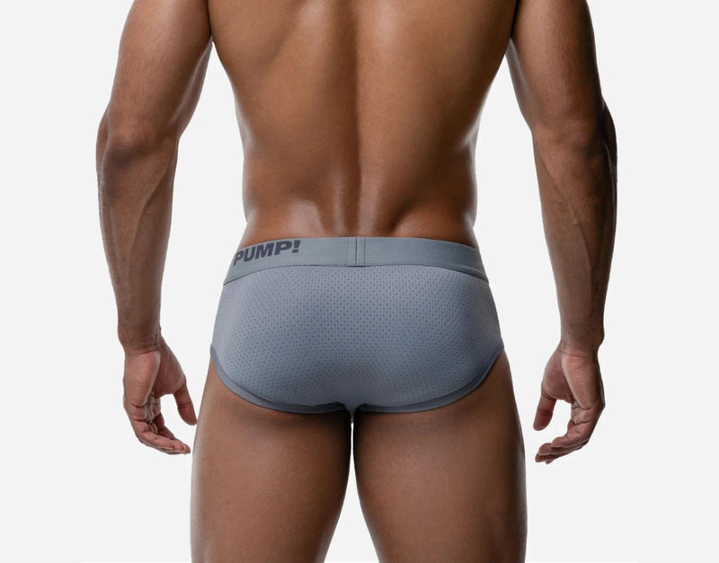 PUMP! Gray Classic Brief Mesh With A Cotton - Lined Cup Stretchy Briefs 12085 207