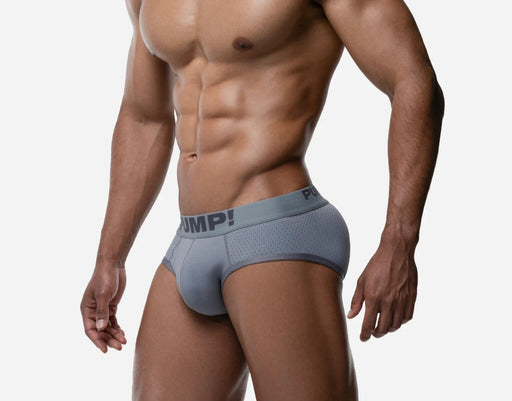 PUMP! Gray Classic Brief Mesh With A Cotton - Lined Cup Stretchy Briefs 12085 202
