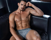 PUMP! Gray Classic Stretchy Boxer Mesh Cotton - Lined Cup Short Boxer Cut 11116 207