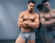 PUMP! Gray Classic Stretchy Boxer Mesh Cotton - Lined Cup Short Boxer Cut 11116 206