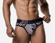 PUMP! Lightweight Thong Glitch Elastic Binding Cotton Distorted B&W 17023 111