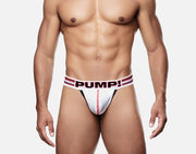 PUMP! Low - Rise Thong Circuit White Mesh Cup Red Stitching 170082